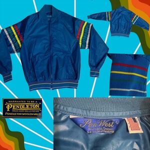 Rainbow 70s Preppy Vibes. Vintage Full Zip Windbreaker. Made In U.s.a. Spring